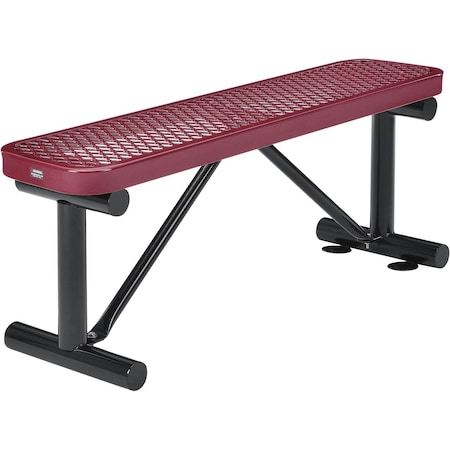 Global Industrial 48L Outdoor Steel Flat Bench, Expanded Metal, Red 695741RD